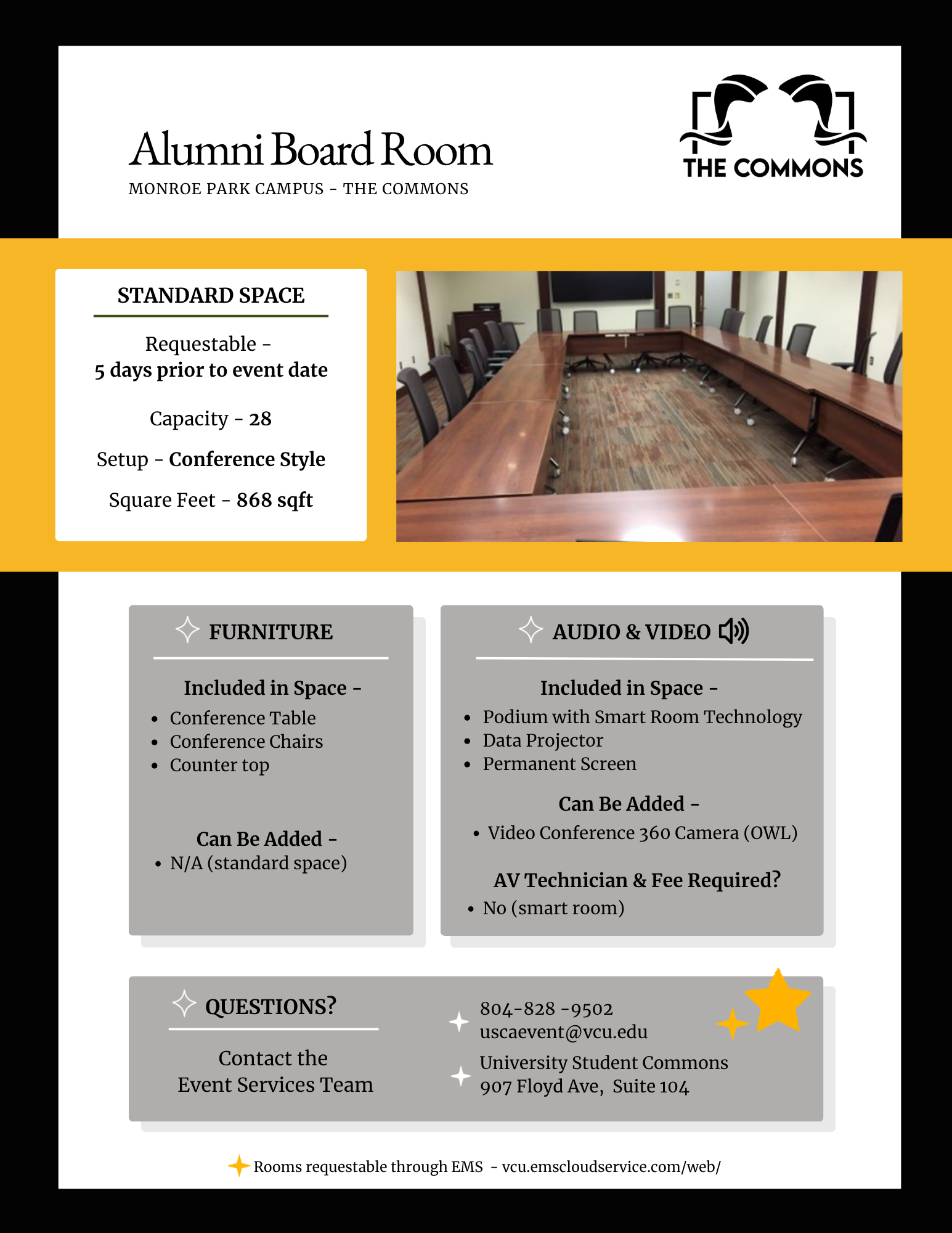Alumni Board Room Diagram and Description