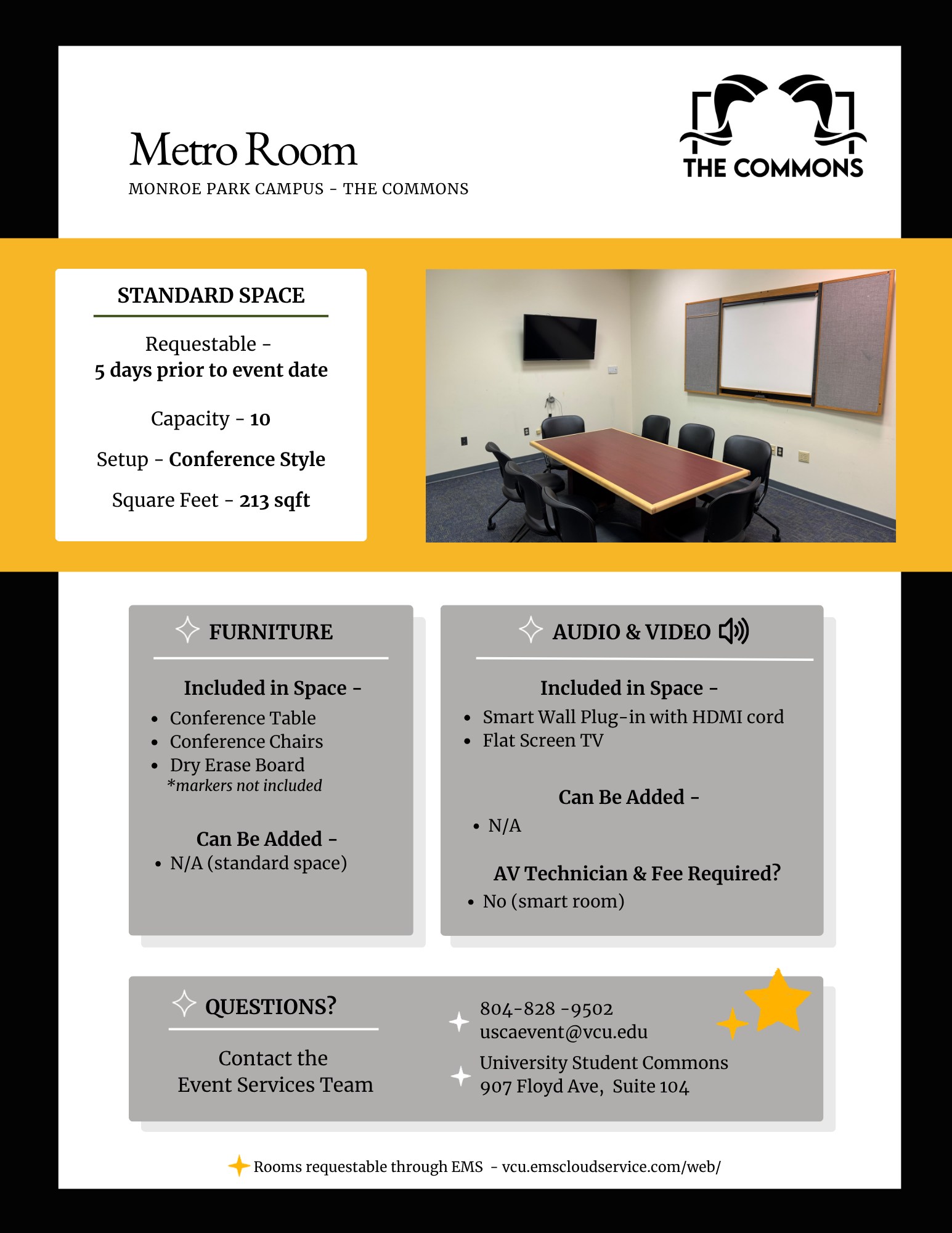 Metro Room diagram and description