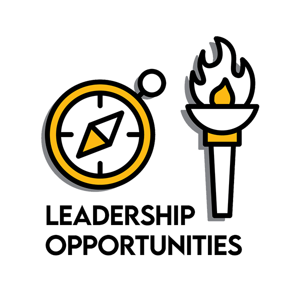 Leadership Opportunities compass and torch icons